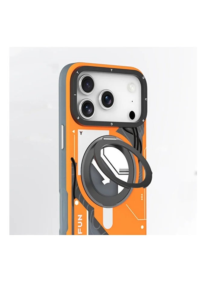 YOUNG KIT Youngkit StarShip Series Magnetic Rotating Stand Model For iPhone 17 Pro Max - Orange Core - Image 2